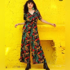 Jaguar Paradise Black Animal Print Jumpsuit